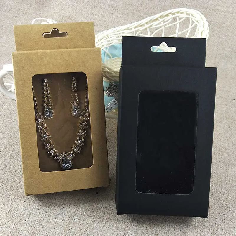 

Kraft Pendent Card & Hang Window Box Kraft /Black/White 13x8x3cm (5.11x3.149x1.18'') Gifg BOX Kraft Window Box Iphone Case