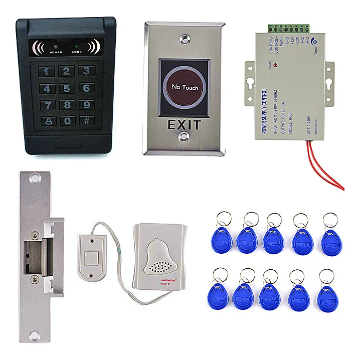 

Door Lock+ 1000 Standard Users ID Card Door Access Control Kit+10 RFID Card +Door Release Button