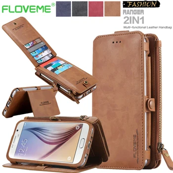 

Wallet Case for Galaxy S9 Plus Vintage Folded Multi Functional 2 in 1 Flip Leather Cases for Samsung Galaxy S9 S8 S7 S6 Edge