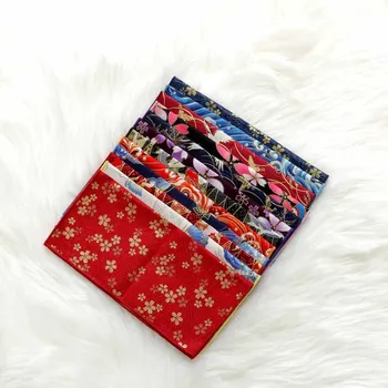 

Hand - Made Fabric Japanese Style and Wind Pocket Towel Cotton Satin Bronzing Butterfly Waves Cherry Blossom Crane Handkerchief