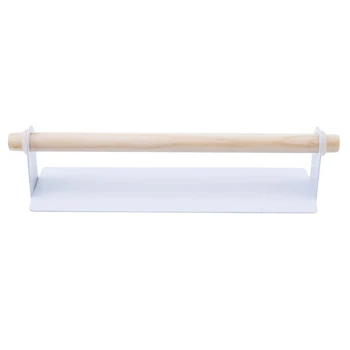 

Metal Wall Hanging Holder Wood Towel Shelf Toilet Paper Organizer Rag Holder Plastic Wrap Film Storage Racks Kitchen Accessori