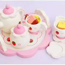 Горячая Распродажа Белый Сладкий Клубника имитации чайный набор ролевые игры деревянные игрушки дети подарок на день рождения игрушка 1 комплект
