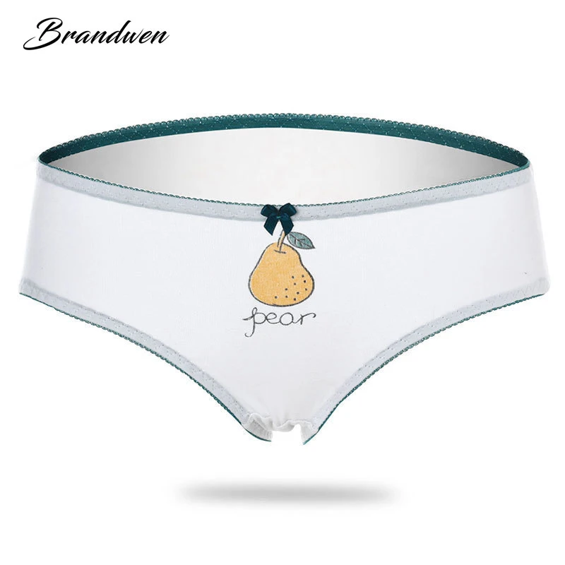 Brandwen 2017 Women Sweet Panties Comfort Cotton Seamless Pear Print
