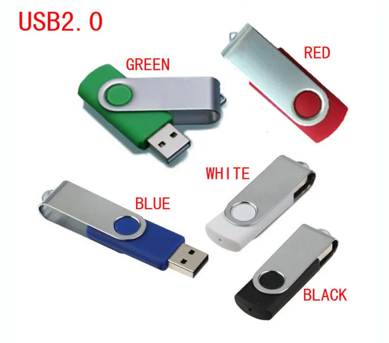 

5 Pieces No logo USB2.0 Rotatable USB Memor Stick Whirl USB Drives Metal Swivel USB Flash Drives