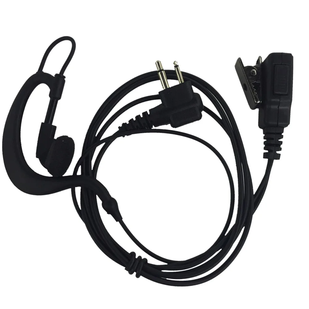 New Black 2 PIN PTT MIC Earhook Earpiece Headset for Motorola Radio for GP3688 GP300 GP308 GP68
