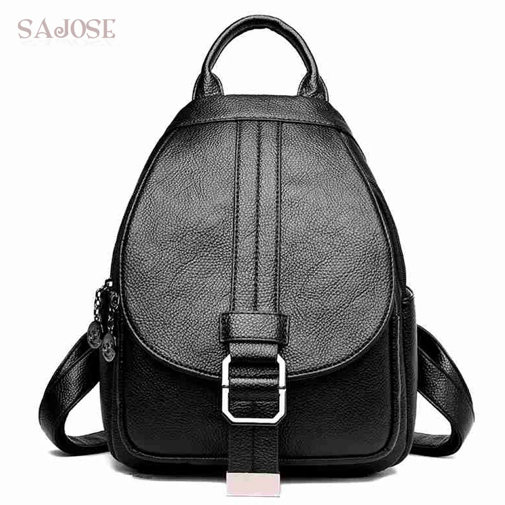 

Backpacks School Teenager For Girls Women Fashion PU Leather Backpacks High Quality Black Lady Student Bag Female Shoulder Bag