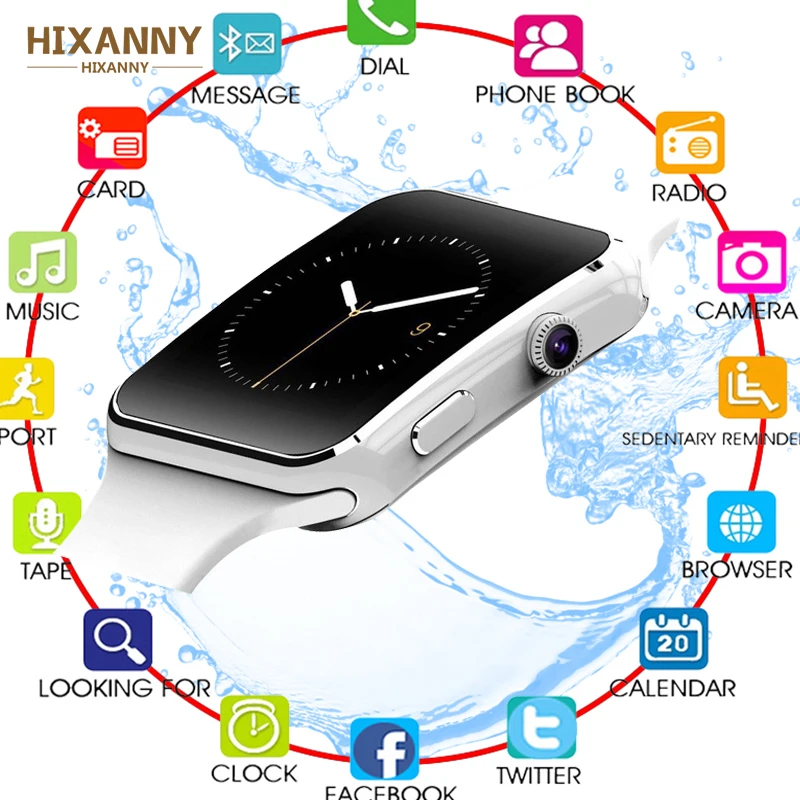 HIXANNY X6 Смарт часы с камерой сенсорный экран Поддержка SIM TF карты Bluetooth Smartwatch для