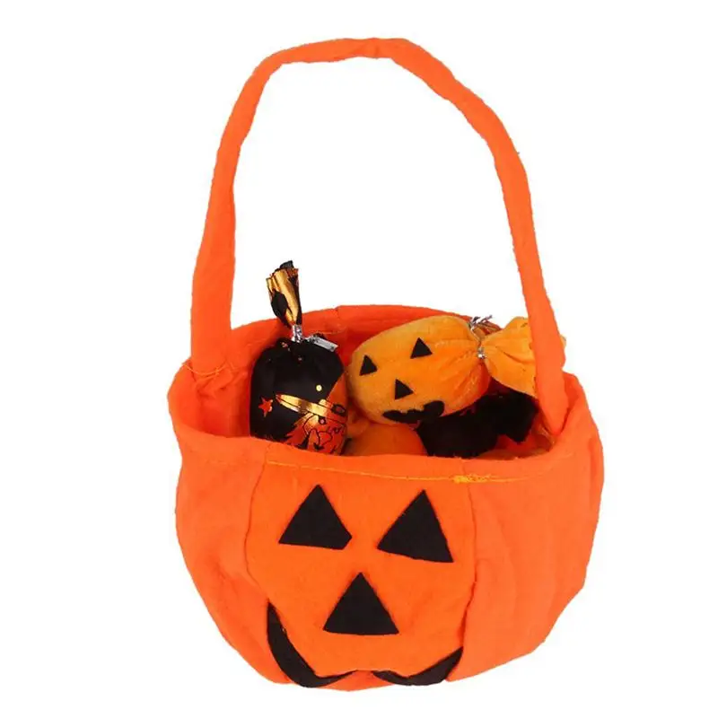 10pcs Halloween Pumpkin Bag Non Woven Handbag for Halloween Party