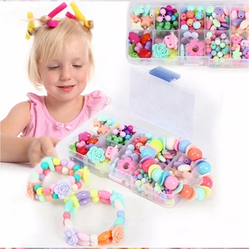 

450PCS Children Geometric Shape Personalized Jigsaw Puzzle Amblyopia Candy Colors DIY Wear Beads Bracelet Kids Toys
