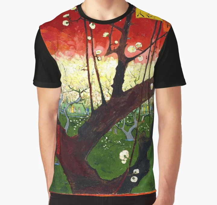 

All Over Print T Shirt Men tshirt Van Gogh - Flowering Plum Orchard after Hiroshige Full Print Big Print Graphic T-Shirt