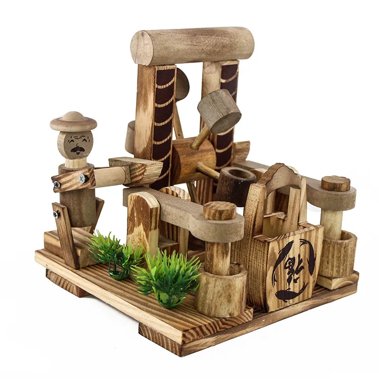 

Landscape waterwheel Chinese wind antique waterwheel furnishing pieces wooden crafts office desktop small furnishing pieces