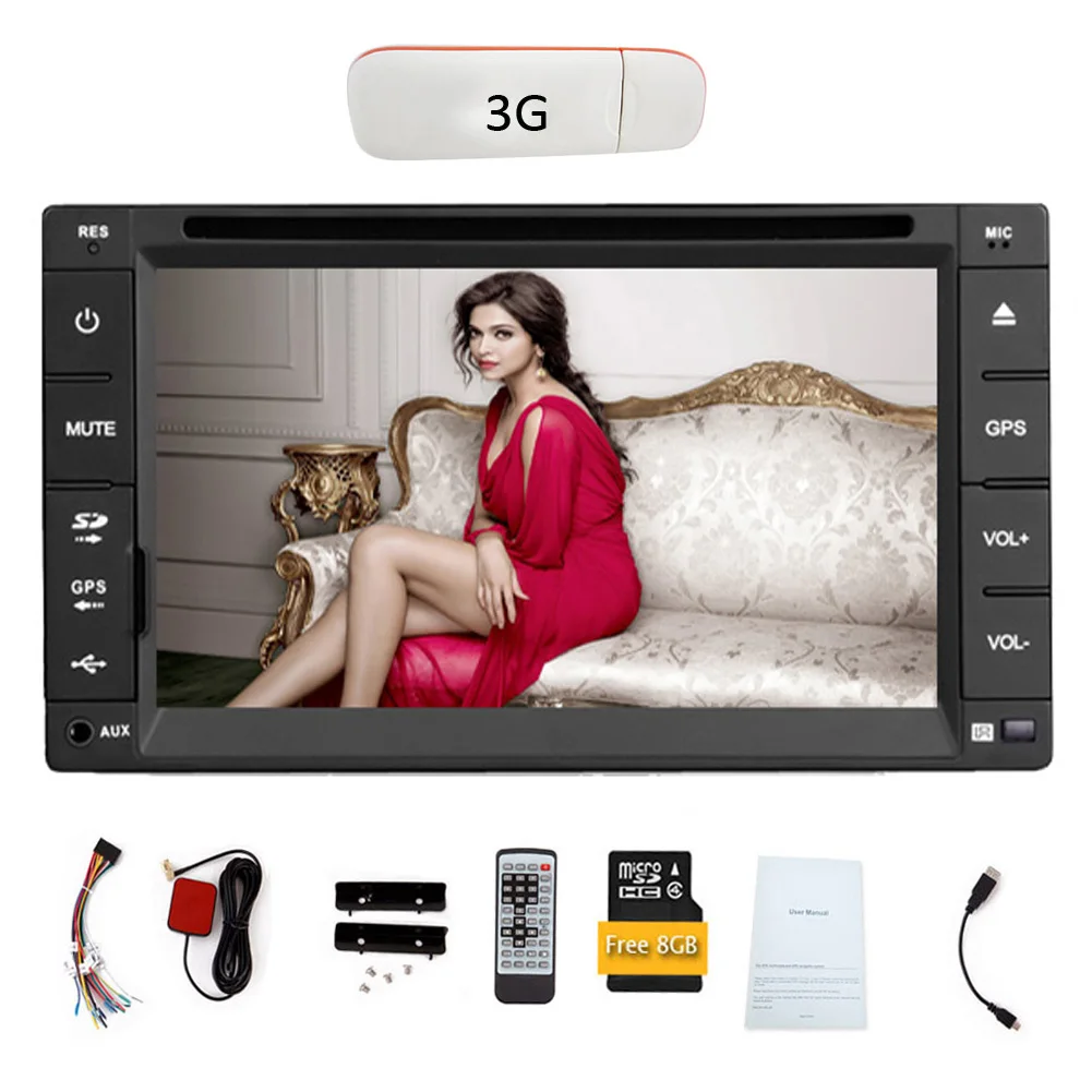 Sale 3G Stereo Auto System win8 GPS Map Car DVD HeadUnit 6.2 Inch EQ In Deck USB BT Autoradio PC FM AM Radio SD 3D 0