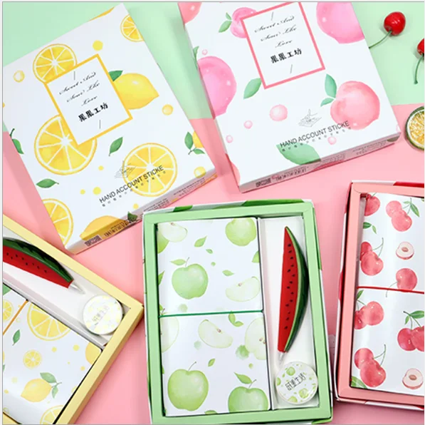 

1pcs PU leather Cover Notebook Fruit Workshop Series Diary Book Exercise Composition Binding Note Notepad Gift Stationery