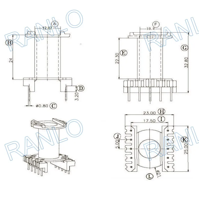 ER2834 EC2834 вертикальный 10pin 5 + 5pin bobpin рамка PC40 ферритовый сердечник мягкий магнитный