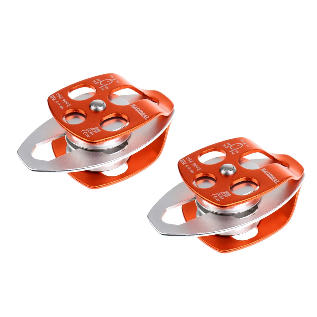 2 Pieces 32KN Double Pulley Aluminum Ball Bearings For Outdoor Climbing Rescue Exploring Rappelling Engineering