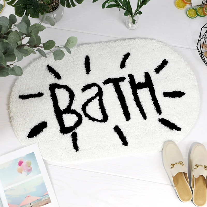 Creative Oval Bath Mat Fast Absorbent Microfiber Bathroom Rug Entry