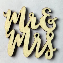 Mr & Mrs нарисованные деревянные Конфетти Для украшения стола Свадебные украшения красивые Botanics