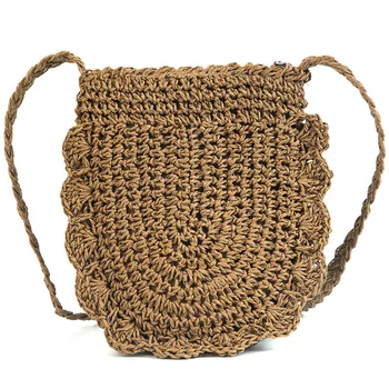 

2019 Summer New Modis Leisure Beach Women's Grass Woven Woven Bag Pure Color