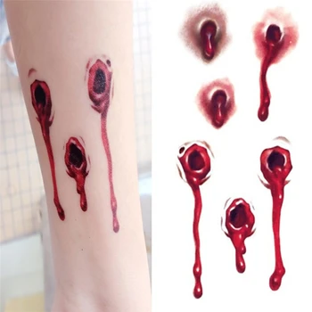 

1pcs Halloween Bloody Terror Bullet Tattoo Sticker Temporary Body Makeup Temporary Tattoos Body Art Beauty