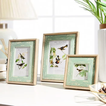 

New Spring Green Printing Photo Frame For Desktop Wall Decor Rectangle Kids Children Picture Frame Quality 3"6"7" Photo Frames
