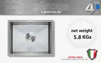 (500 x 400 x 220 mm) VIBORG Deluxe Handmade Extra-thick 304 Stainless Steel Undermount Single Bowl Kitchen Sink