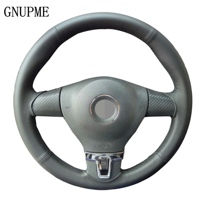 

GNUPME Artificial Leather Hand-Stitched Black Car Steering Wheel Cover for Volkswagen Lavida Gran VW Lavida Touran Tigua Golf