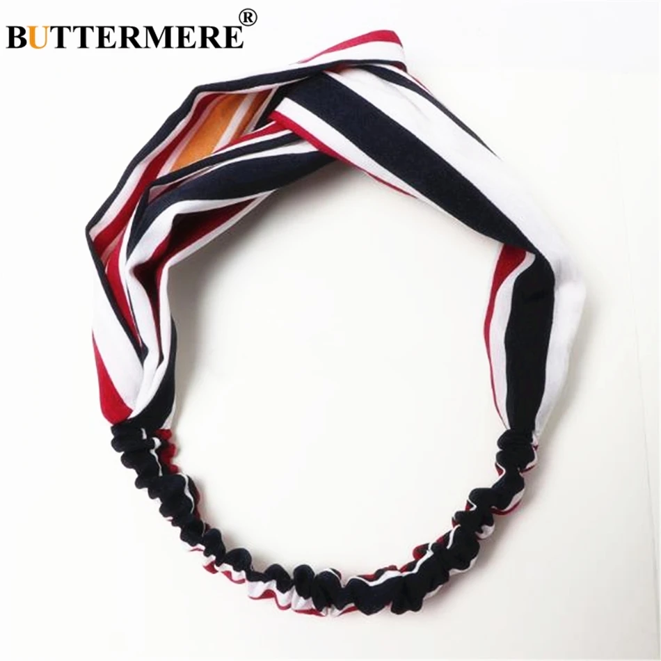 

BUTTERMERE Hair Accessories For Women Headband British Style Hair Band Vintage Headwear Striped Female Yoga Turban Hairband