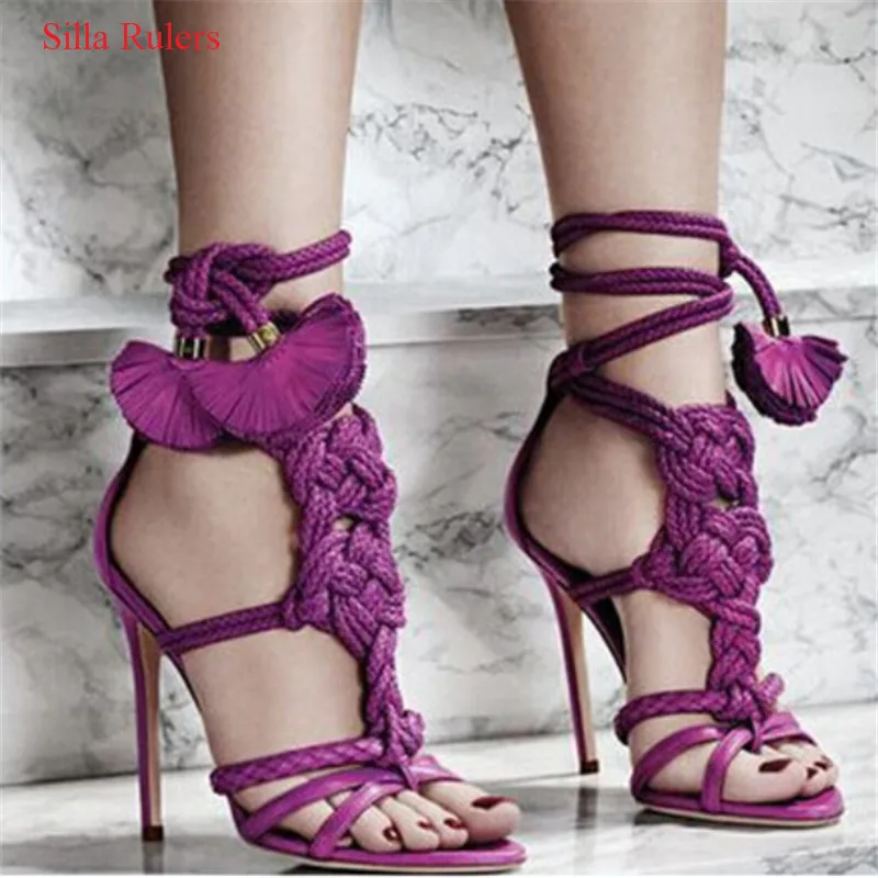 purple strap heels