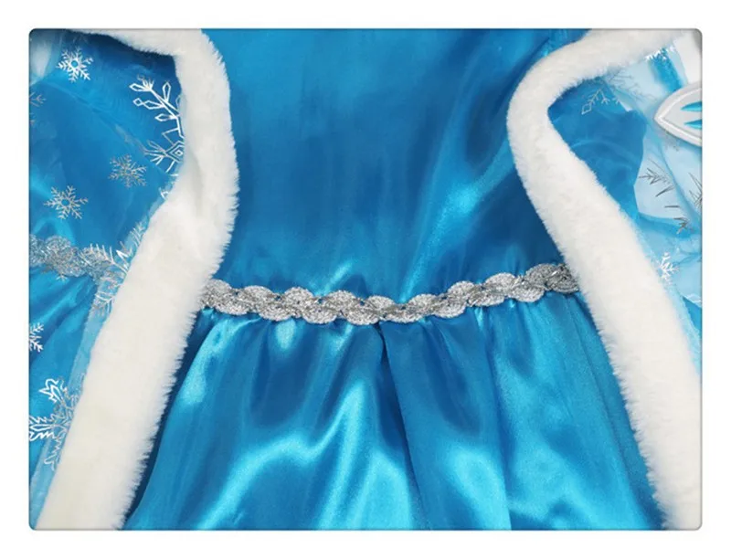 Праздничное платье принцессы Снежной Королевы для девочек; длинный плащ с капюшоном; платье Анны; Детские костюмы на Рождество и Хэллоуин; комплект одежды Эльзы для девочек
