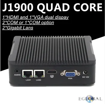 

Eglobal Low Cost Embedded Fanless Mini PC Celeron Quad Core J1900 2 LAN 2 RS232 COM Linux pfsense Mini Industrial Computer