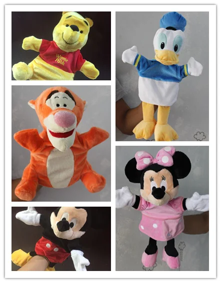 1pcs Original Hand Puppet Mickey Mouse Donald Duck Minnie mouse Tigger Plush Puppet font b Toys