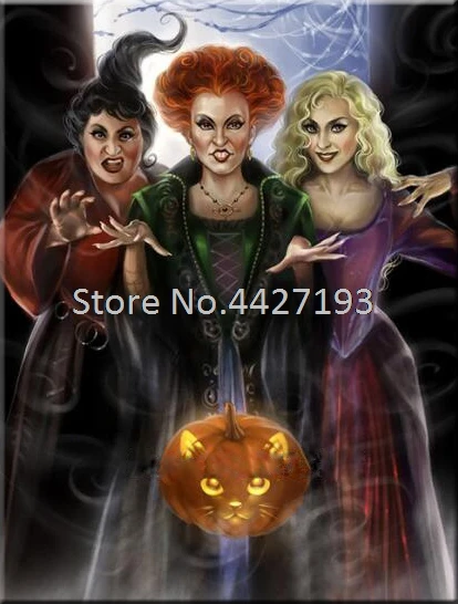 

Full Drill 5D DIY Diamond Painting Witch Woman Pumpkin Diamond Embroidery Cross Stitch Diamond Mosaic Home Decor Halloween Gift