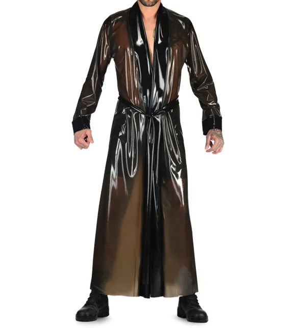 

Latex Long Robe Transparent Brown Latex Outfits Long Coat Latex Suit long gown