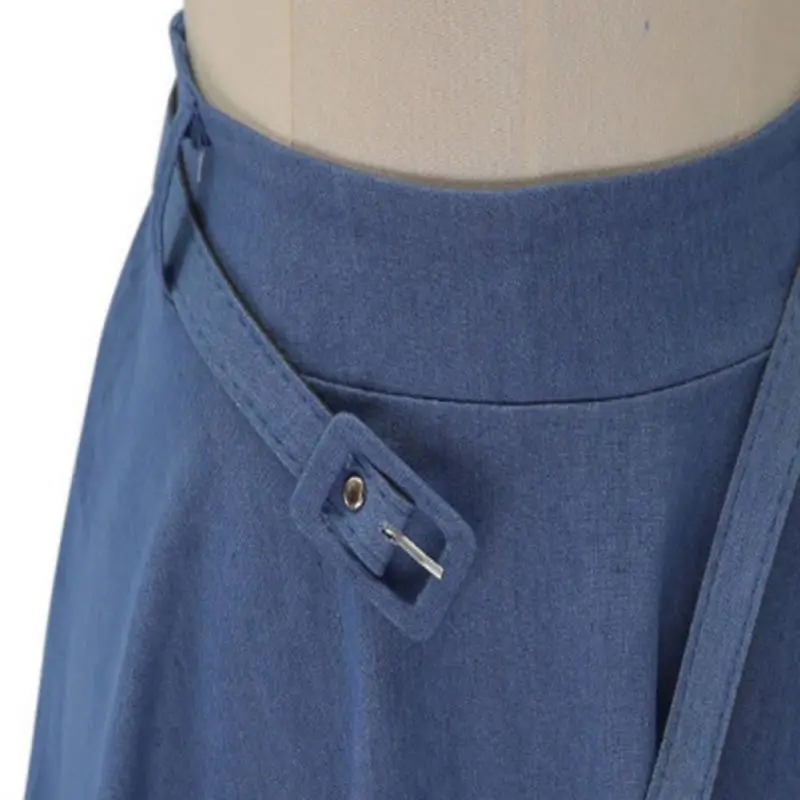Летние женские джинсовые юбки из денима трапециевидная повседневная юбка с высокой эластичной талией уличная плиссированная женская одежда миди