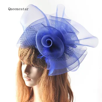 

White Blue Green Large Feather Fascinator Headdress Banquet Church Party Wedding Women Fascinator Headpieces Flower Hair Clip