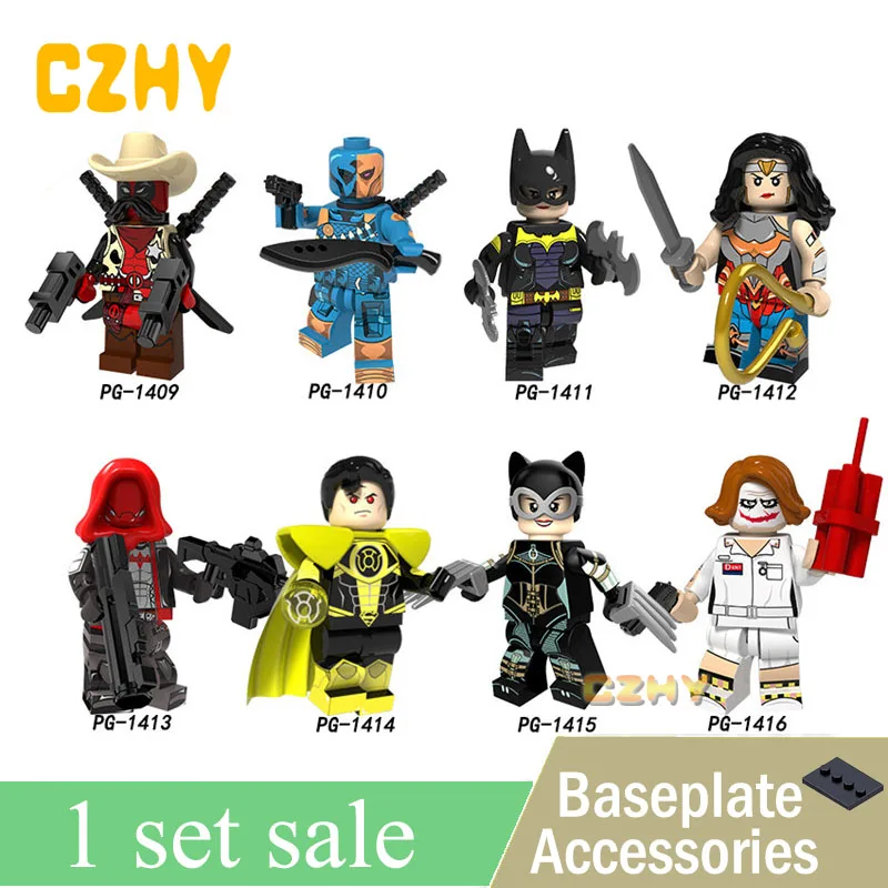 

Building Blocks Super Heroes Dick Cowboy Deadpool Deathstro Bat Woman Red Hood Wonder Woman Nurse Joker Christmas Toys PG8158