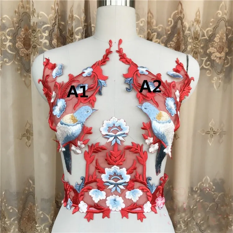 A1 A2 Magpies изысканное роскошное красное платье рубашка DIY аксессуары аппликация вышивка мотив - Цвет: A1 A2