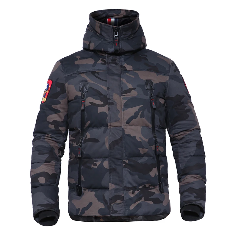 TACVASEN, Мужская зимняя военная куртка, армейская теплая куртка с капюшоном, пальто с хлопковой подкладкой, утепленные модные парки, камуфляжное повседневное пальто