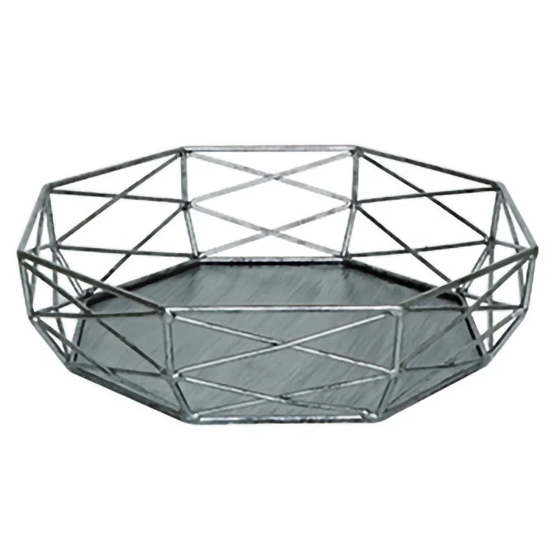

LBER Sweetgo Geometric Shape Tray Vintage Cake Tools For Dessert Hollow Out Table Decorating Basket Cake Stands Silver