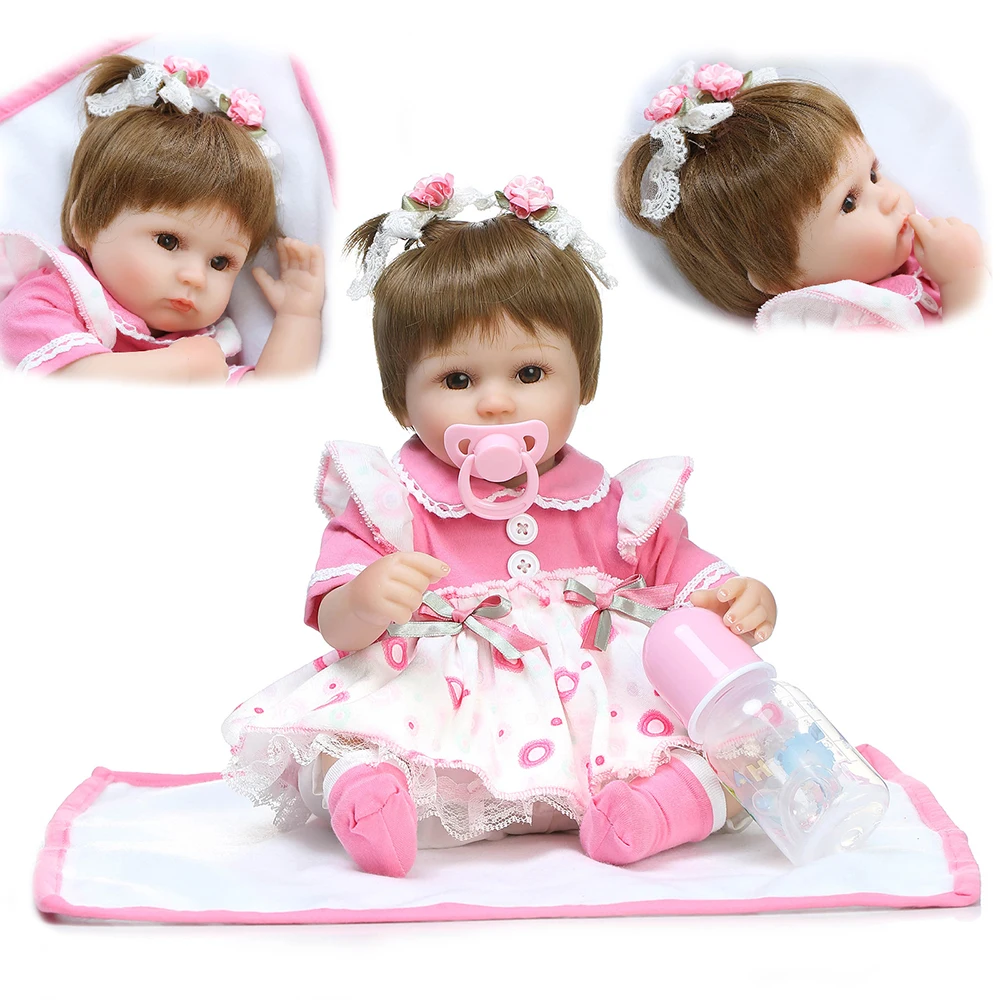 

Npkdoll Reborn Baby Doll With Acrylic Eyes Realistic Soft Silicone Magnetic Lovely Lifelike Cute Baby Girl Toys Gift 40cm 42cm