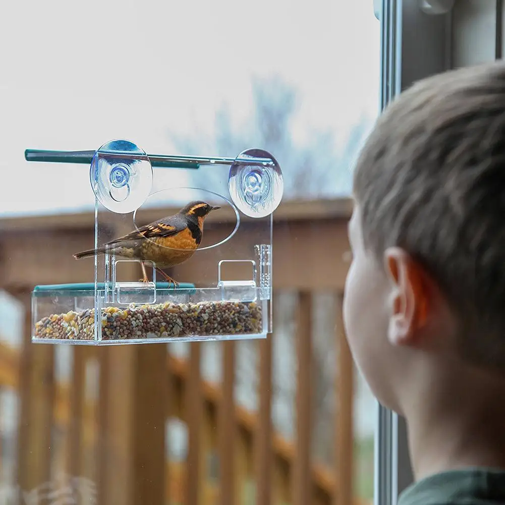 

HobbyLane Acrylic Pet Birds Food Feeder Plexiglass Pet Feeding Cage Box Food Feeder Container For Pets