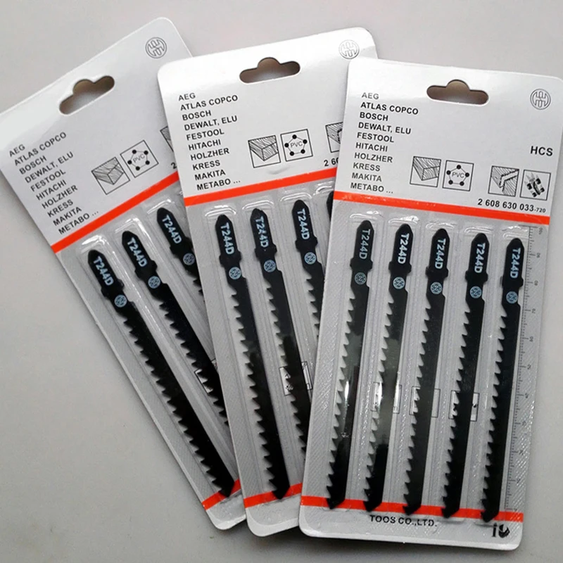 5Pcs T244D Hard Wood Curve Cut Jigsaw Sabre Curve Saw Blades for Home DIY Woodworking With 4mm Chic
