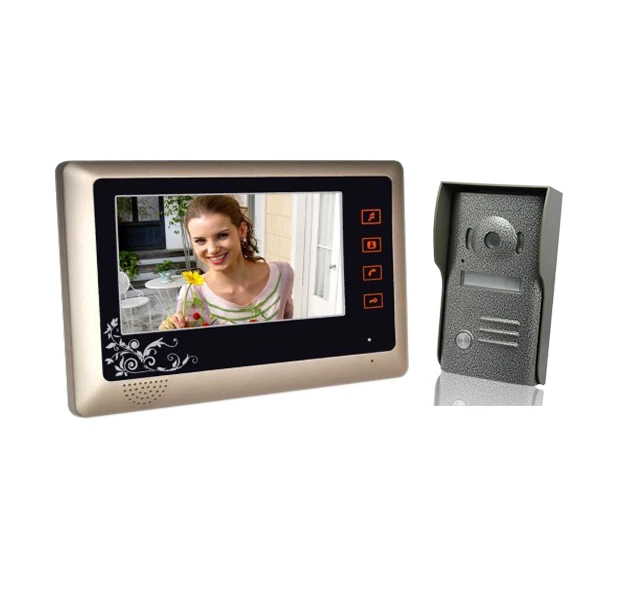 Video Door Phone 7 Inch LCD Color Doorbell Intercom Entry System Kit Unlock Night Vision Monitor and Rainproof IR Camera