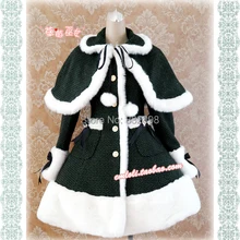Custom Made Japan Cheap Warm Cute Dot Winter Dress Green Wool Girls Winter Dress Women Wool Belt With Cap