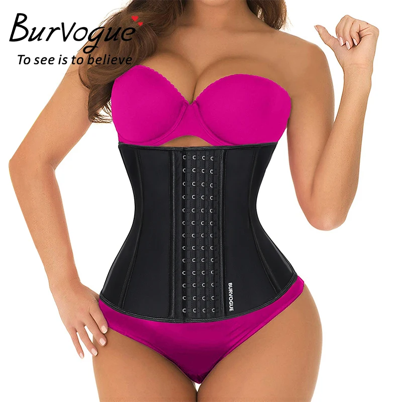 

Burvogue Latex Waist Trainer Corsets and Bustiers Cincher Steel Bone Underbust Shaper Slimming Control Sexy Corset Plus Size