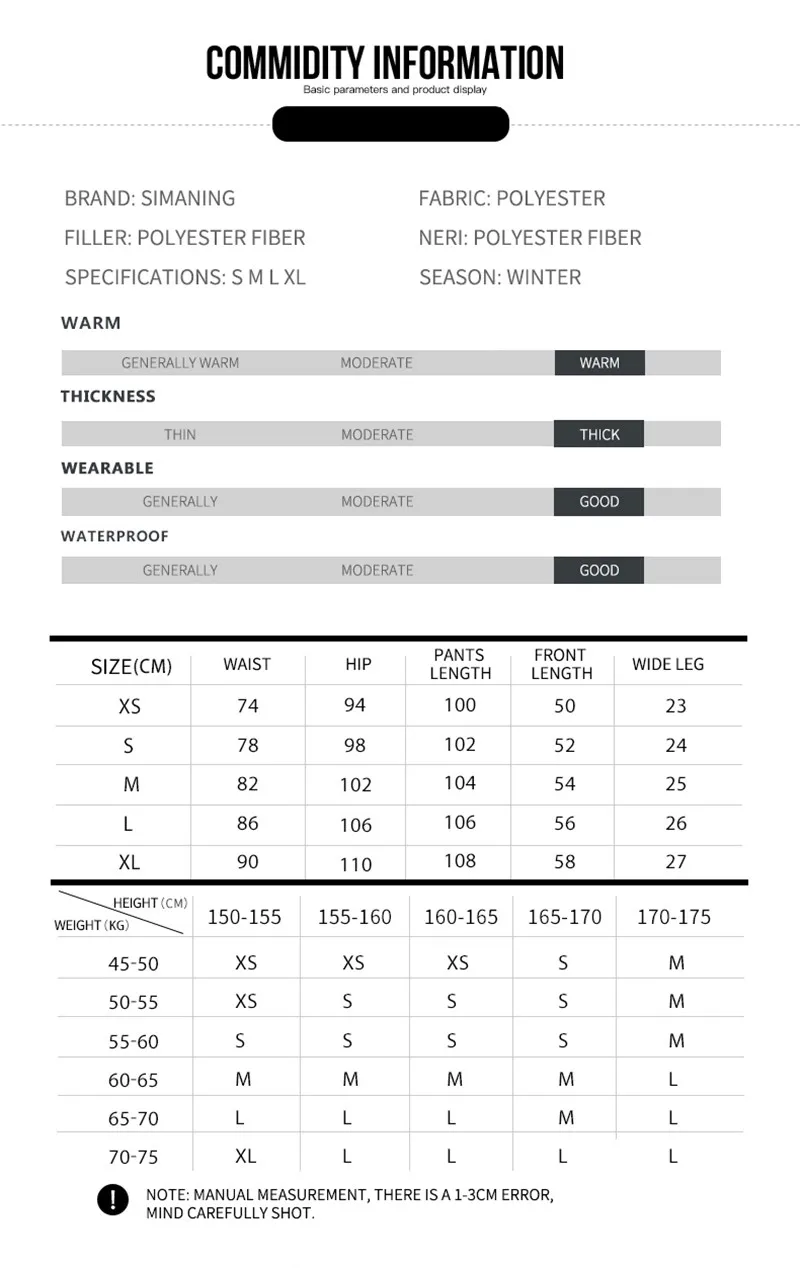 Ladies Ski Size Chart