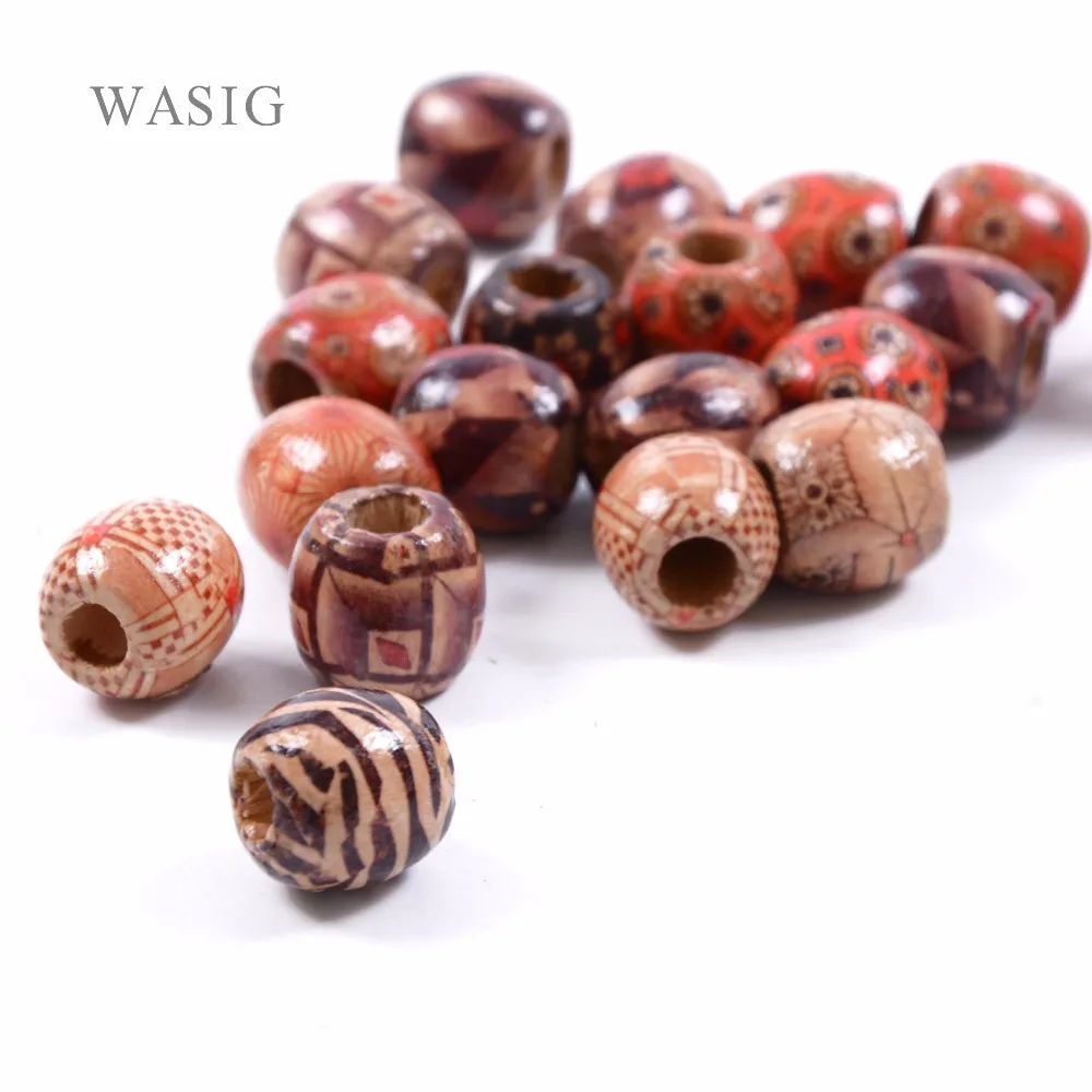 50Pcs Dreadlock Bead Wooden Hair Beads Braiding Big Hole Dreadlock Bead