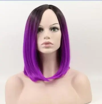 JOY& BEAUTY волосы короткий боб парик термостойкий боб парик синтетический парик для черных женщин 6 цветов доступны 12 дюймов длинные - Цвет: Фиолетовый