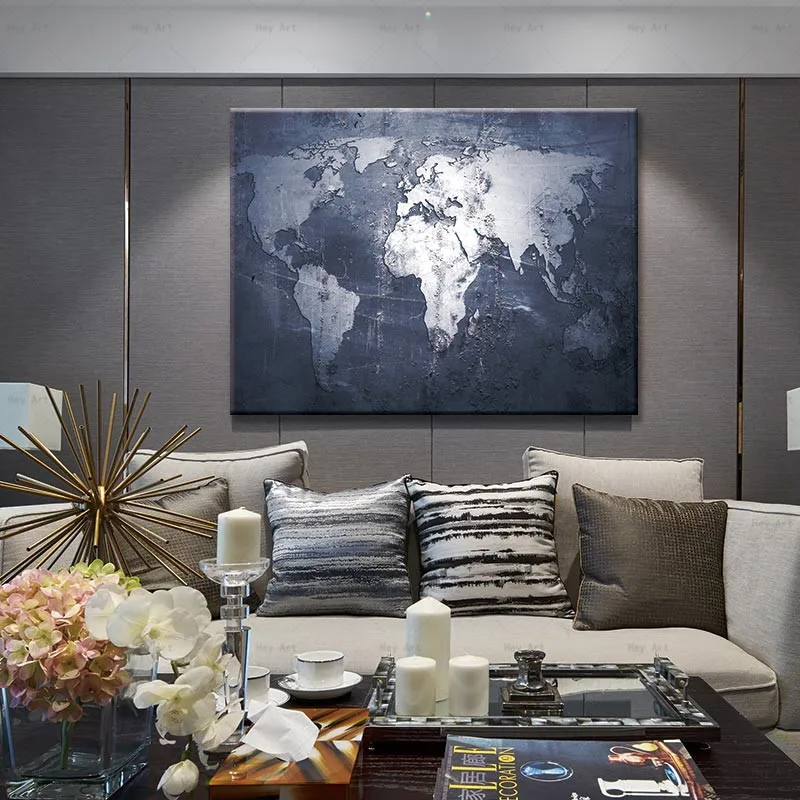 World Map Canvas Art Posters and Prints Abstract Painting Cuadros Home Decor Picture Wall Pictures for Living Room