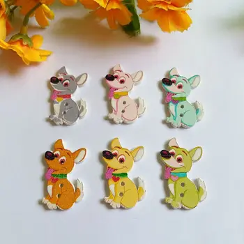 

120Pcs Mixed Colorful dog Buttons Sewing for Craft Decorative wooden Buttons Scrapbooking DIY Accessories 22*37mm